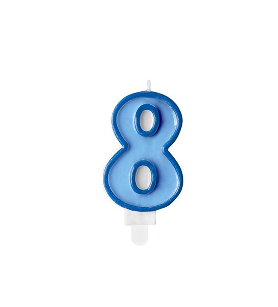 Birthday candle Number 8, blue,7cm (1 pc)