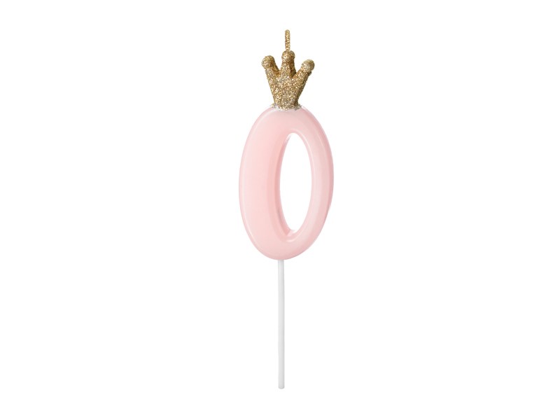 Birthday candle Number 0, light pink,9.5cm (1 pc)