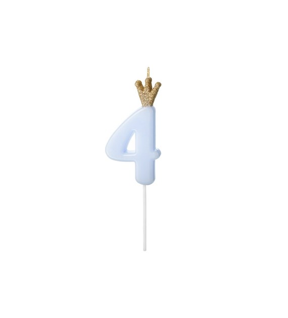 Birthday candle Number 4, light blue,9.5cm (1 pc)