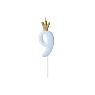 Birthday candle Number 9, light blue,9.5cm (1 pc)