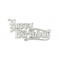 Silver Plastic Happy Birthday (50 pcs)